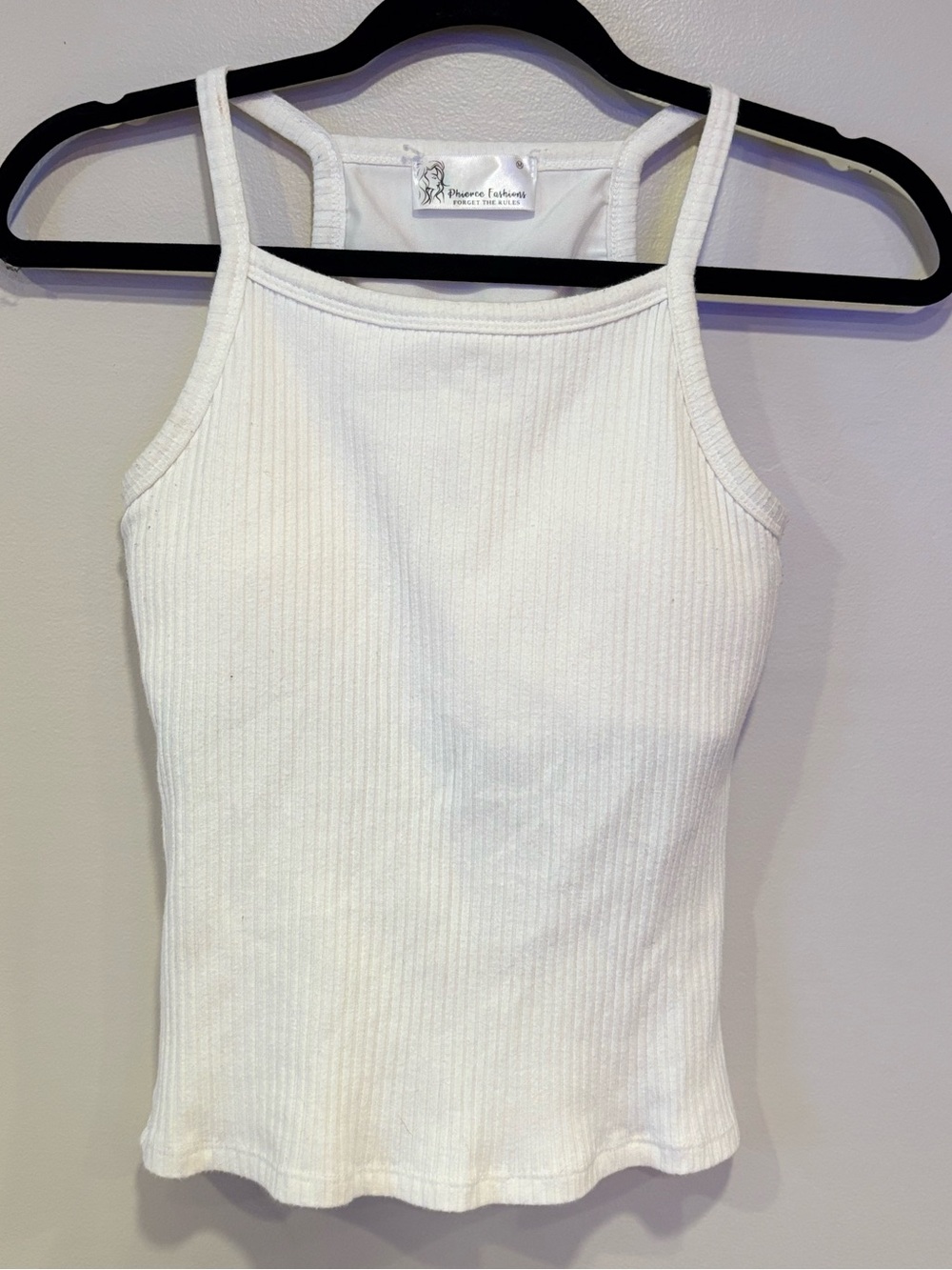 Phierce Fashions Padded Ribbed Cami Top Size Medium White